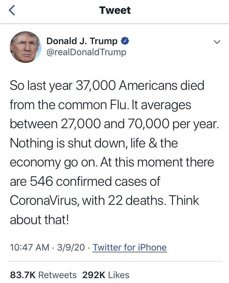 TweetOfTrump 2020 03 09 22Deaths