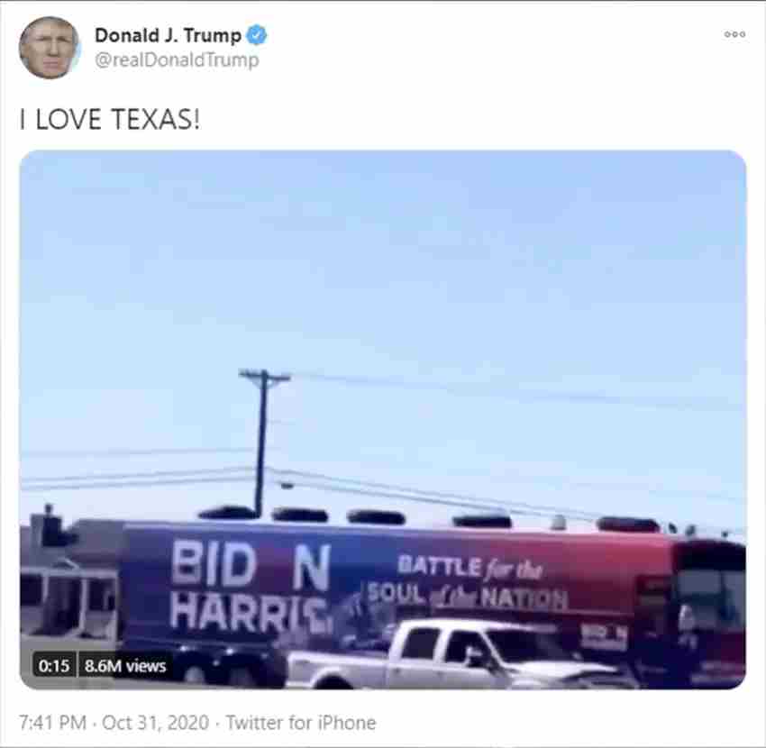Trump Texas Tweet Bus TT
